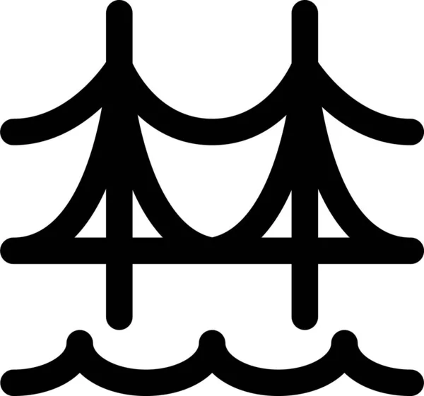 桥金门图标 轮廓风格 — 图库矢量图片