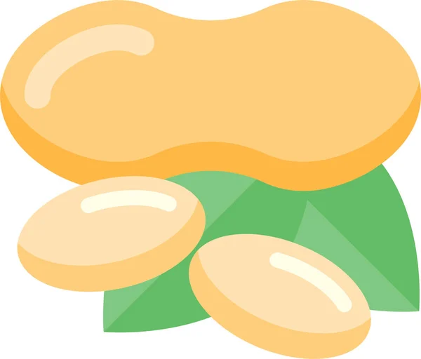 Alimento Cogumelo Ícone Noz Estilo Plano — Vetor de Stock