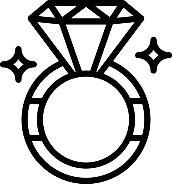 Bague Bijoux Diamant Icône Dans Style Contour — Image vectorielle