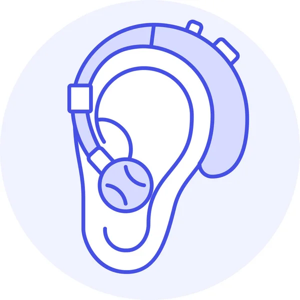 補聴器のアイコンをフルアウトライン形式で — ストックベクタ