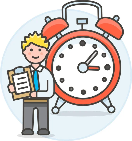 ビジネス管理カテゴリの目覚まし時計のクリップボードアイコン — ストックベクタ
