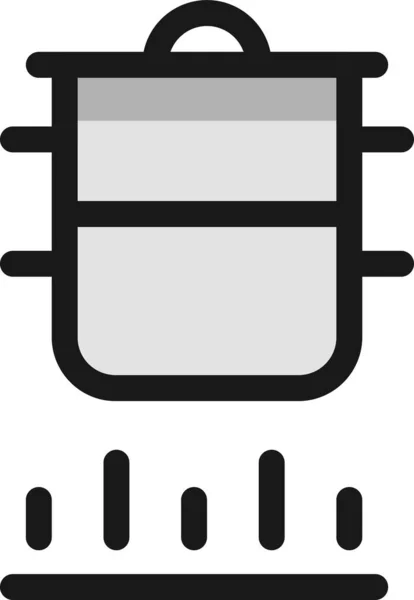 Icône Induction Vapeur Poêle Dans Style Contour Rempli — Image vectorielle