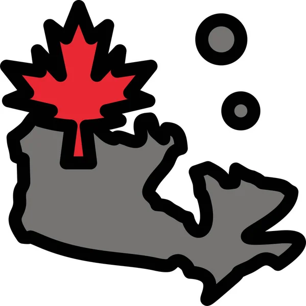 Canada Feuille Carte Icône Dans Style Contour Rempli — Image vectorielle