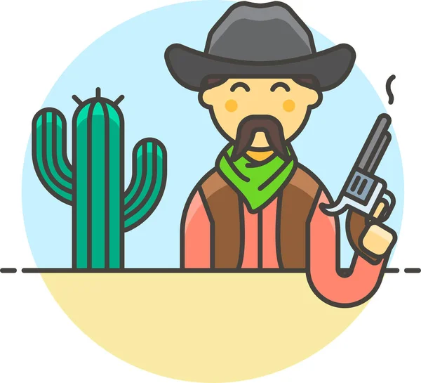 Bandanna Cactus Cowboy Icoon Cultuur Communities Categorie — Stockvector