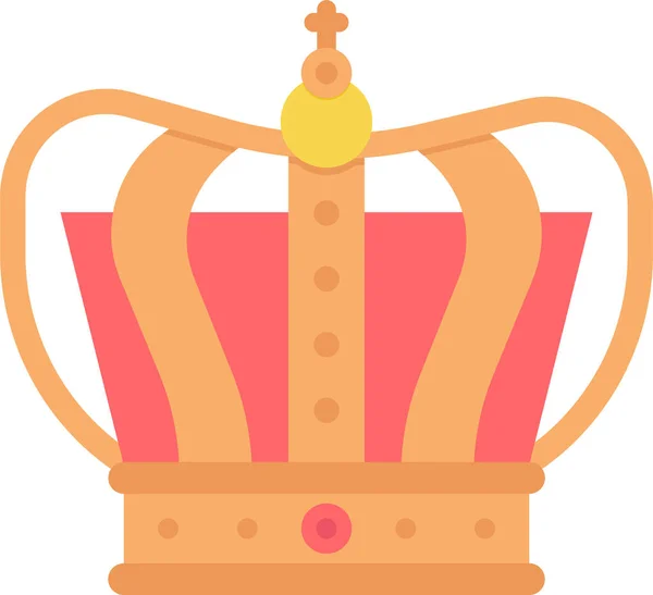 Crown King Monarch Icon Flat Style — Stock Vector