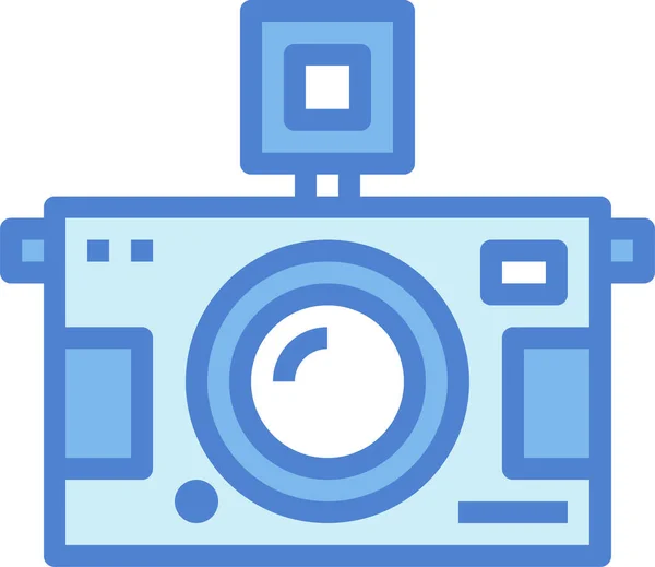 Camera Digitale Foto Pictogram Gevulde Outline Stijl — Stockvector