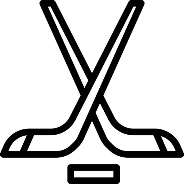 Juego Icono Hockey Sobre Hielo Estilo Esquema — Vector de stock