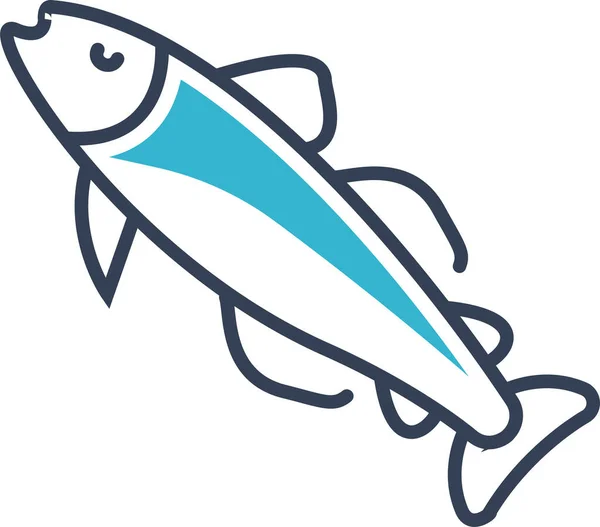 Ícone Comida Peixe Bacalhau Estilo Esboço — Vetor de Stock