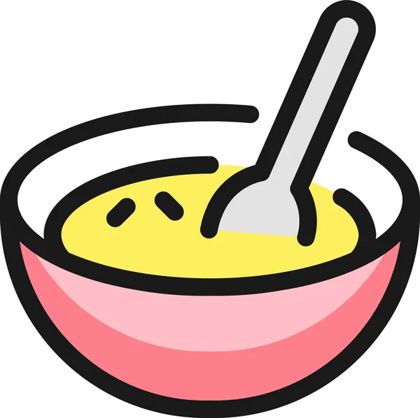 Breakfast Cereal Bowl Icon Filled Outline Style — Stock Vector