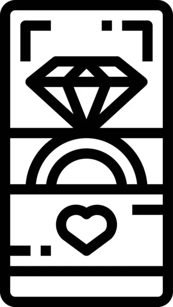 Diamant Smycken Ring Ikon Kontur Stil — Stock vektor
