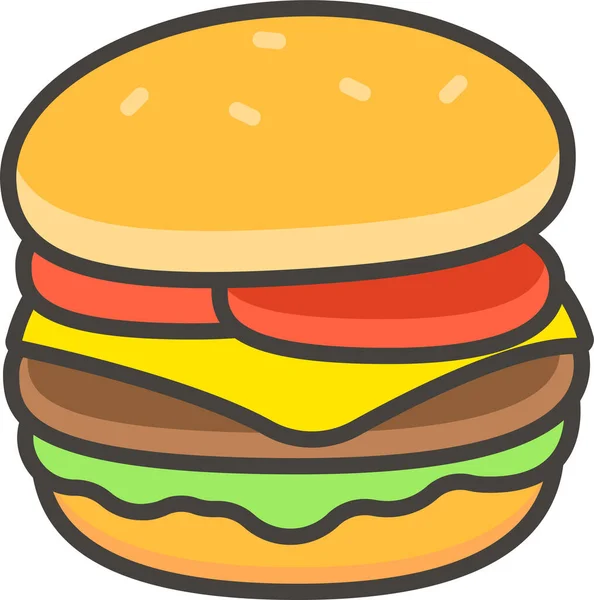 1F354 Hamburger Icona Contorno Pieno Stile Contorno Pieno — Vettoriale Stock