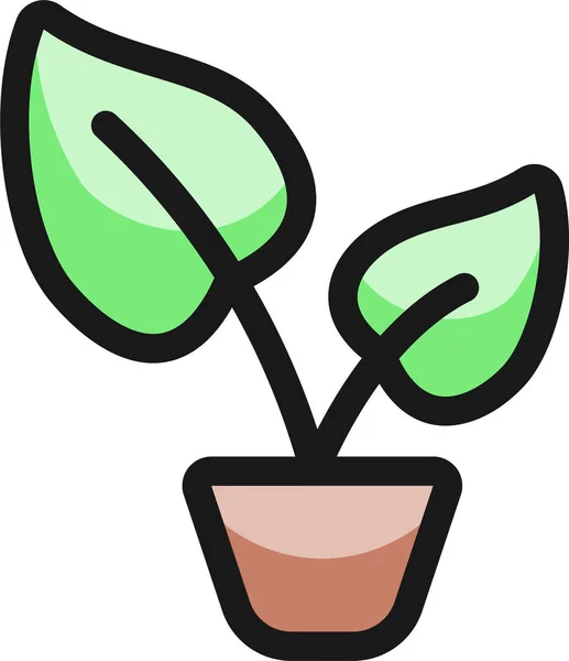 Planta Maceta Llena Contorno Icono Estilo Contorno Lleno — Vector de stock