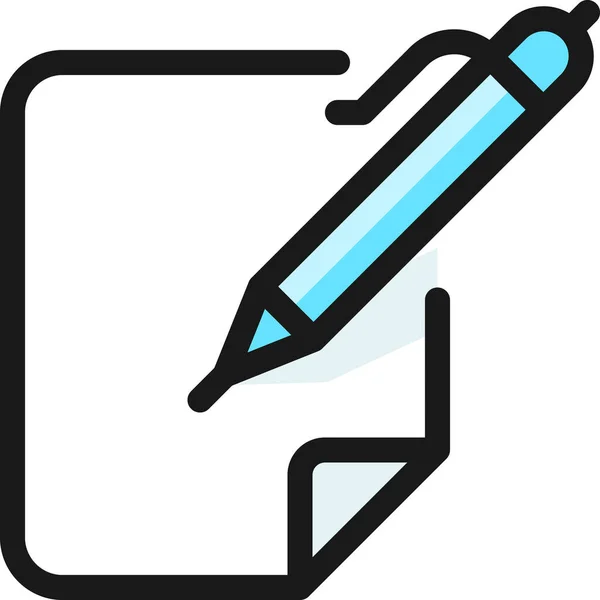Pen Write Paper Icon Filled Outline Style — Stock Vector