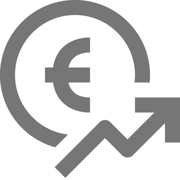 Euro Stijgende Pijl Pictogram Grote Lijnen — Stockvector