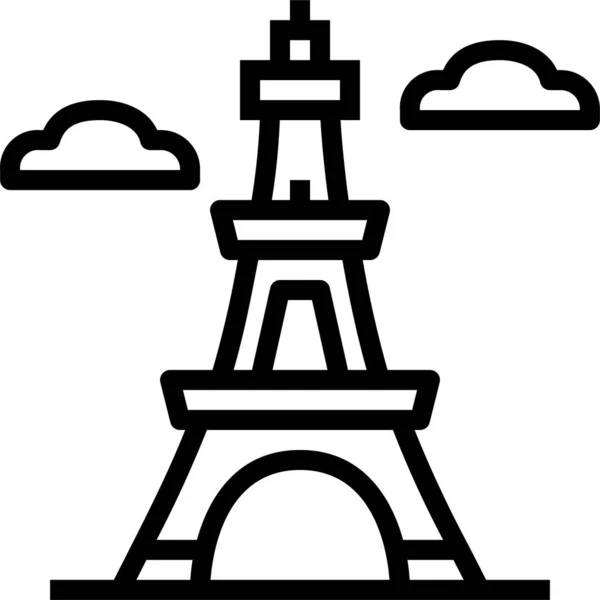 Icône Emblématique Architectonique Eiffel Dans Style Contour — Image vectorielle