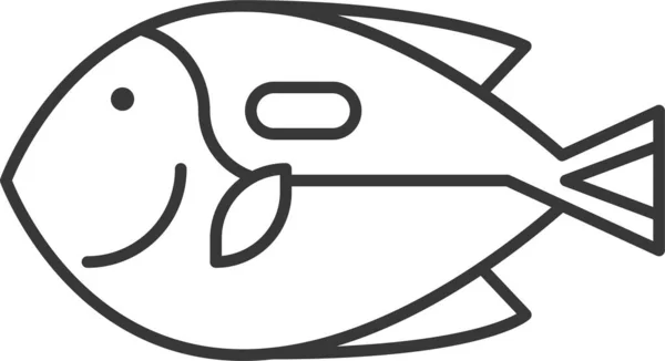 水生动物鱼生活图标轮廓风格 — 图库矢量图片