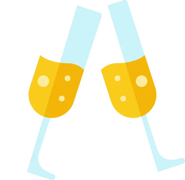 Šampaňské Ploché Smíšené Ikony Plochém Stylu — Stockový vektor