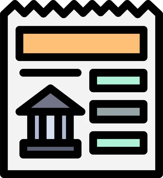 Bank Basic Document Icon Filled Outline Style — Stock Vector