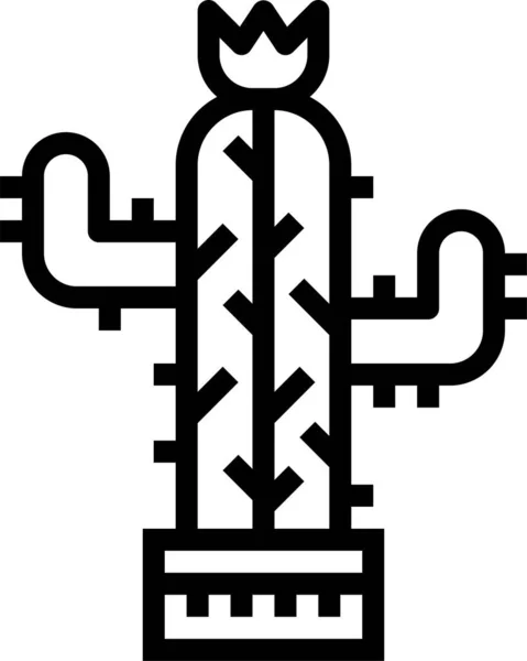 Icône Agriculture Cactus Botanique Dans Style Contour — Image vectorielle