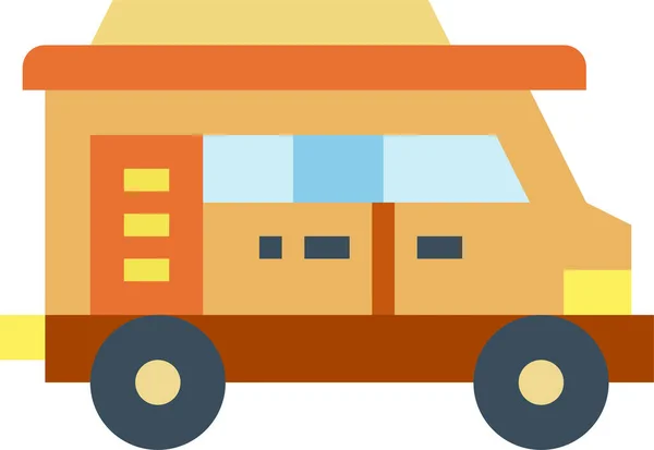 Icône Camionnette Transport Camping Car Dans Style Plat — Image vectorielle