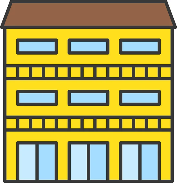 建筑建筑城市图标填充轮廓风格 — 图库矢量图片