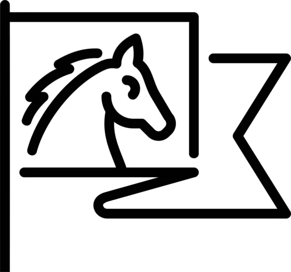 Σημαία Άλογο Ιππασίας Εικονίδιο Αγώνα Στυλ Περίγραμμα — Διανυσματικό Αρχείο