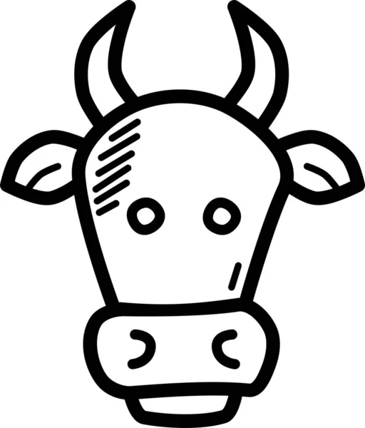 Animal Icono Buey Chino Estilo Dibujado Mano — Vector de stock