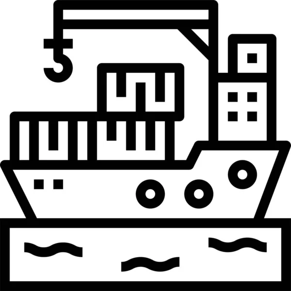 Ikon För Lastfördelningsfartyg Konturstil — Stock vektor