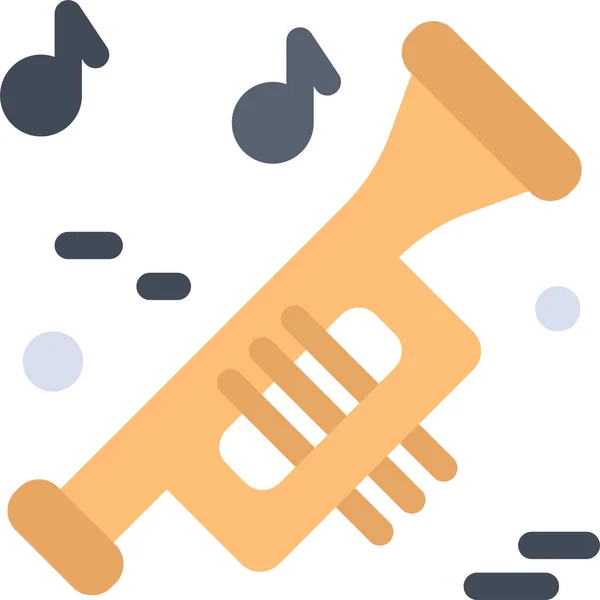 Музыкальный Инструмент Икона Трубы Плоском Стиле — стоковый вектор