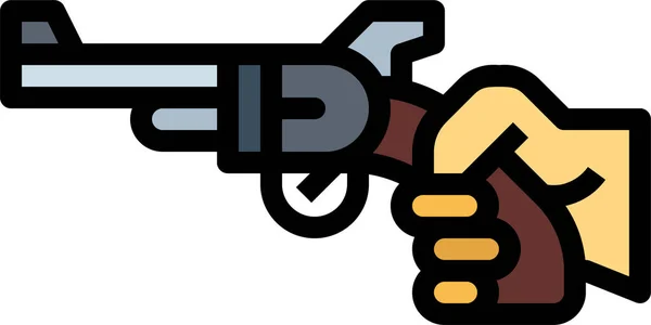 Pistool Revolver Hand Pictogram — Stockvector