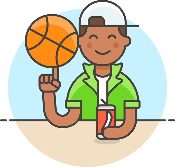 Baloncesto Fresco Medio Icono Categoría Deporte — Vector de stock