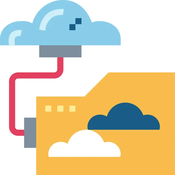 Icône Réseau Fichiers Cloud Dans Style Plat — Image vectorielle