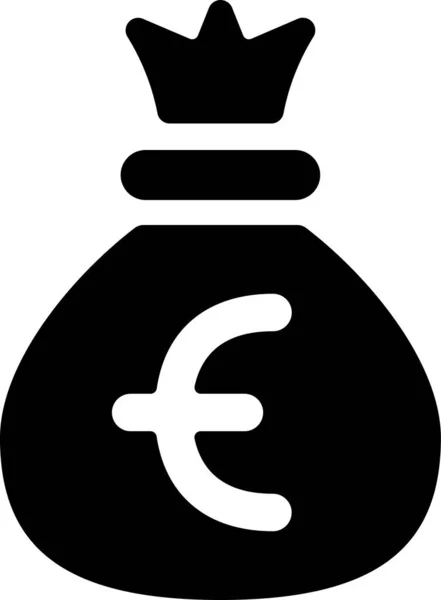 Bolsa Dinero Icono Euro Estilo Sólido — Vector de stock
