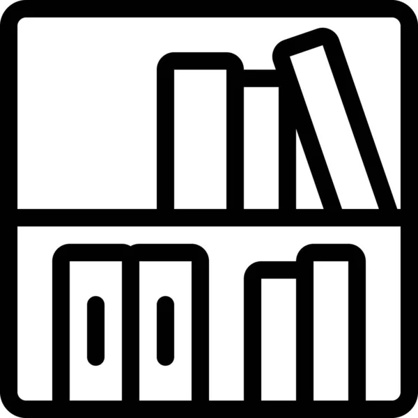 Libro Biblioteca Contorno Icona Stile Contorno — Vettoriale Stock