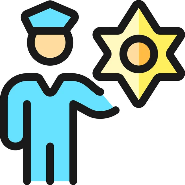Politie Badge Pictogram Gevulde Outline Stijl — Stockvector