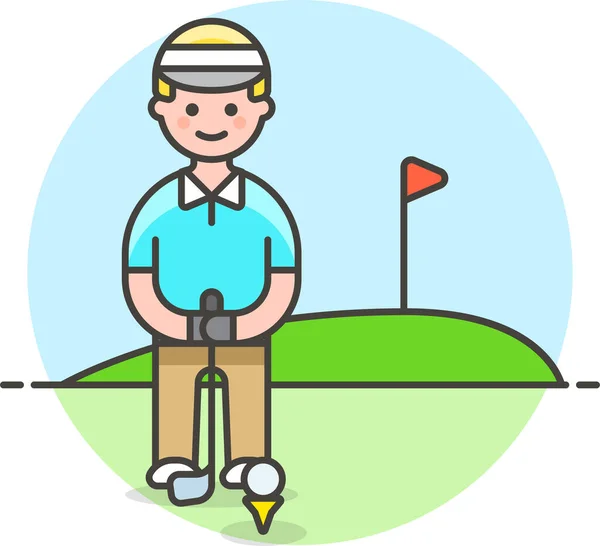 Bandera Del Campo Icono Del Golfista Categoría Deporte — Vector de stock