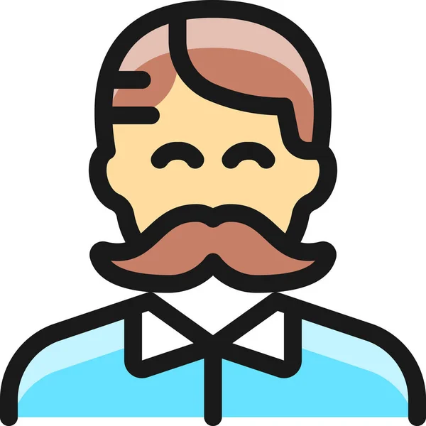 Moustache Man People Icon Filled Outline Style — Stock Vector