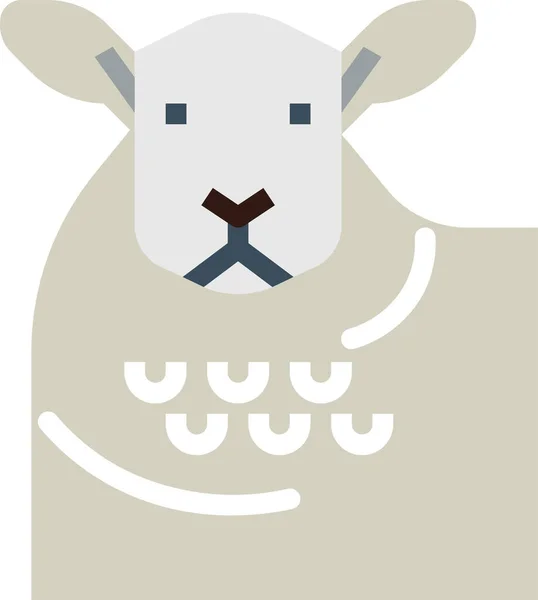 Animal Granja Cordero Icono Estilo Plano — Vector de stock