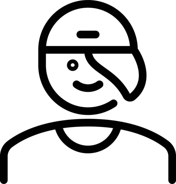 Cap Man People Icon Outline Style — Stock Vector