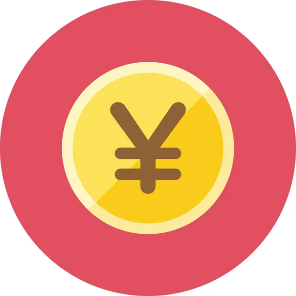 Coin Yen Flat Icon Flat Style — Stock Vector