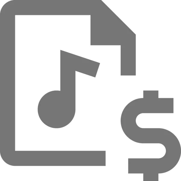 Icono Archivo Audio Dólar Estilo Esquema — Vector de stock