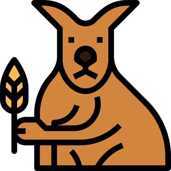 Icône Feuille Animal Kangourou Dans Style Contour Rempli — Image vectorielle