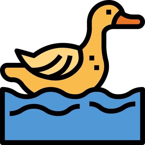 Canard Animal Poutry Icône — Image vectorielle