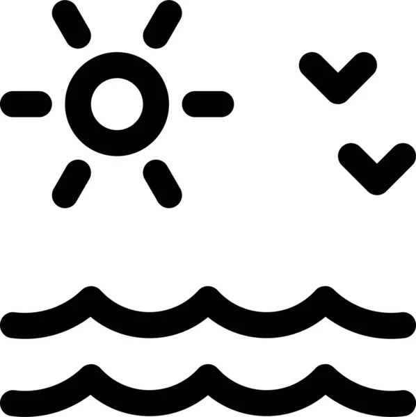 Пляжний Сонце Птахів Значок Контурному Стилі — стоковий вектор
