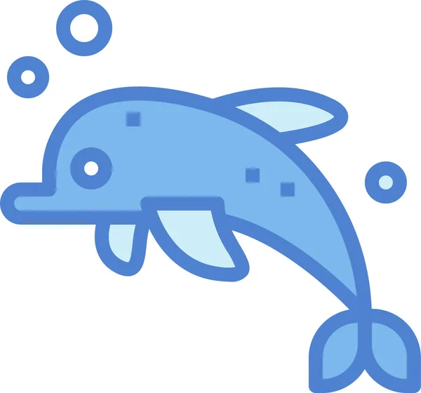 Animal Aquarium Dolphin Icon Filled Outline Style — Stock Vector