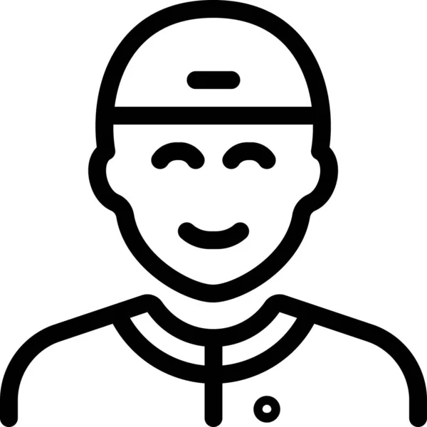 Cap Man People Icon Outline Style — Stock Vector