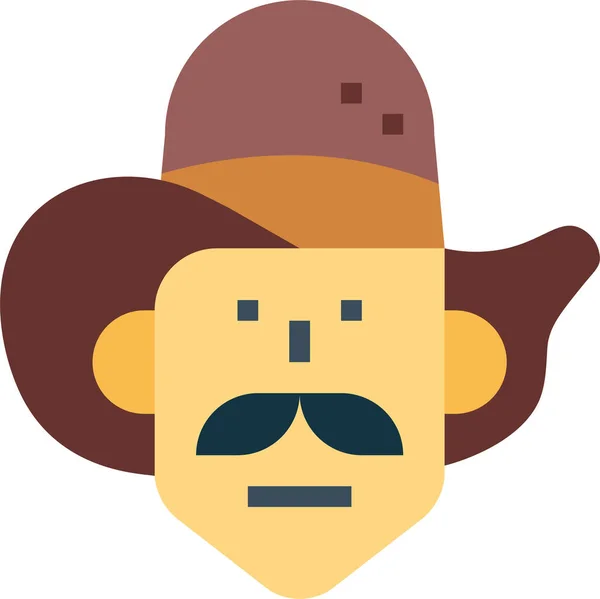 Vaquero Bigote Hombre Icono — Vector de stock