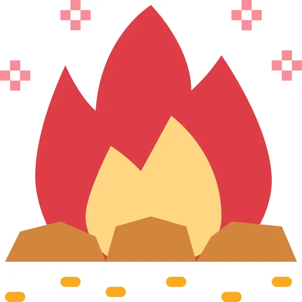 Bonfire Burn Campfire Icon Flat Style — Stock Vector