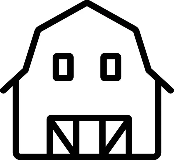 Building Contour Farmhouse Icon — Stock Vector