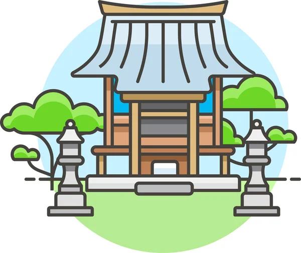 Японская Икона Азиатского Строительства Стиле Заполненной Очертания — стоковый вектор